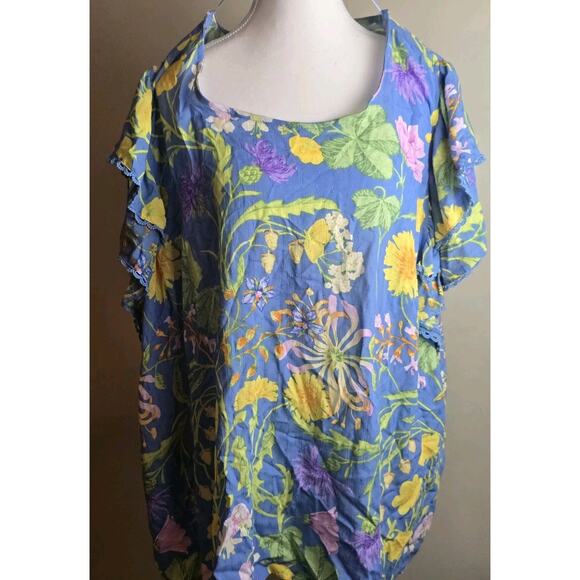 Rachel Roy Floral Tropical Flutter Short Sleeve Top Size 3X - Picture 1 of 6